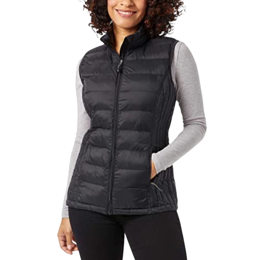 32 Degrees Heat Womens Black Lightweight Quilted Puffer Vest Stand Collar Size M